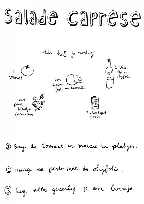 salade caprese recept illustratie happy acorn